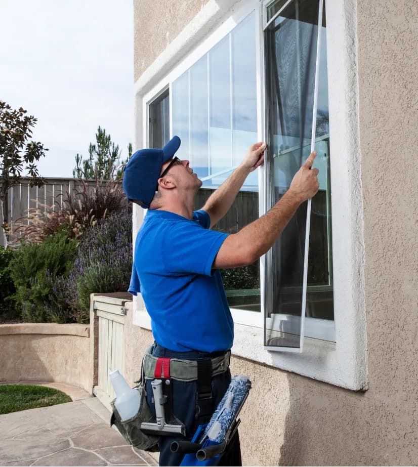 Worker installing window