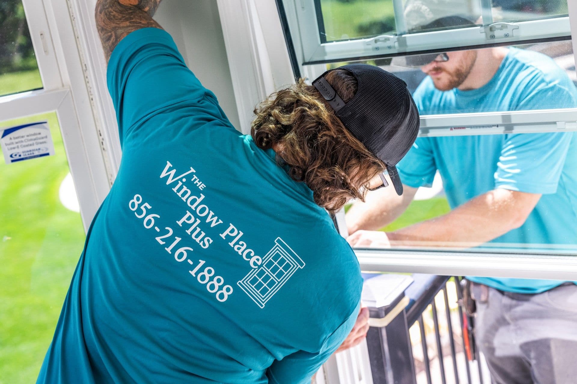 Person installing a window